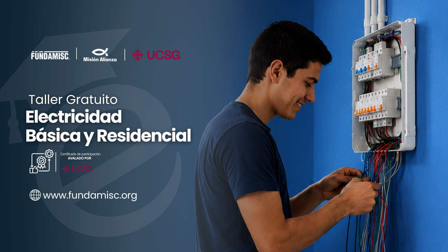 Portada del curso gratuito de Electricidad Básica y Residencial abierto a la comunidad