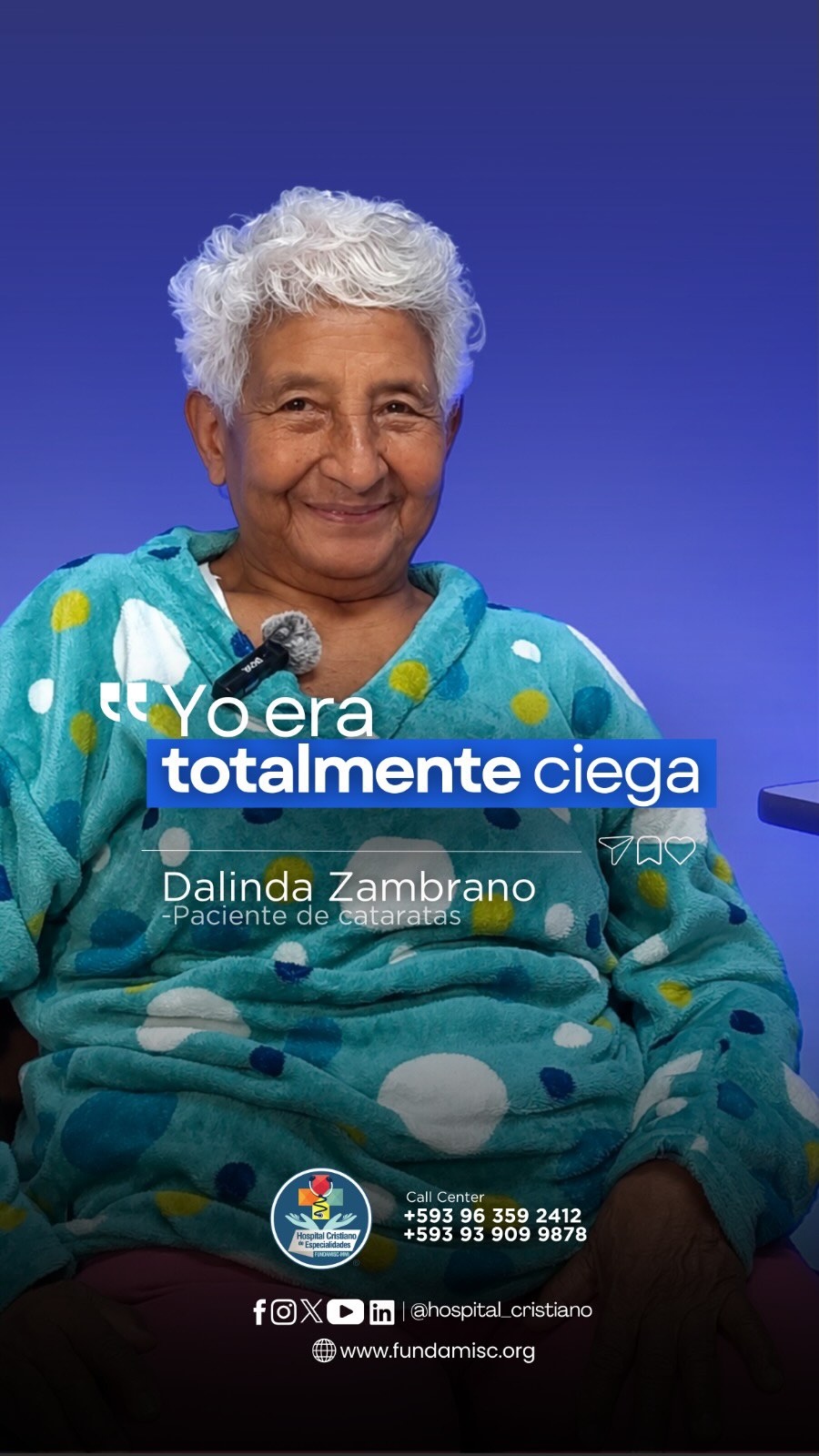 Portada original del testimonio de Dalinda Zambrano, paciente de cataratas