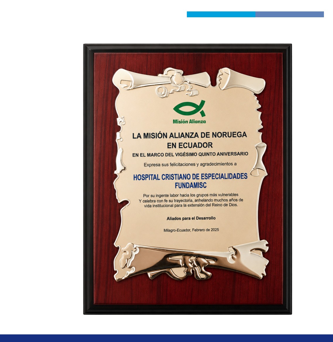 Reconocimiento de Misión Alianza de Noruega a FUNDAMISC