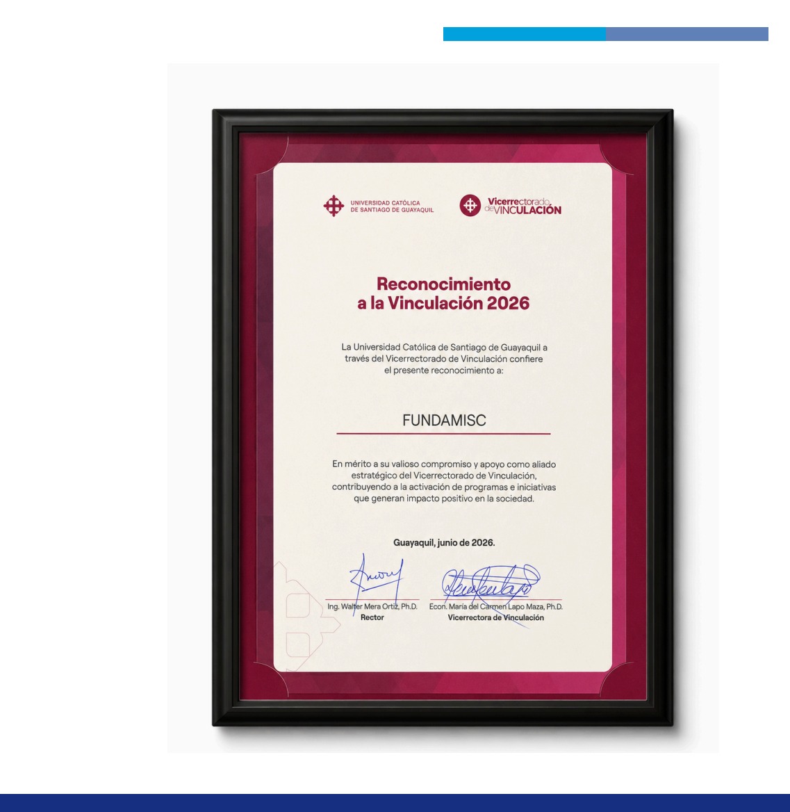 Reconocimiento de Vinculación UCSG a FUNDAMISC
