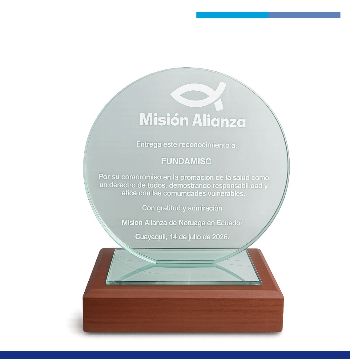 Reconocimiento de Misión Alianza a FUNDAMISC