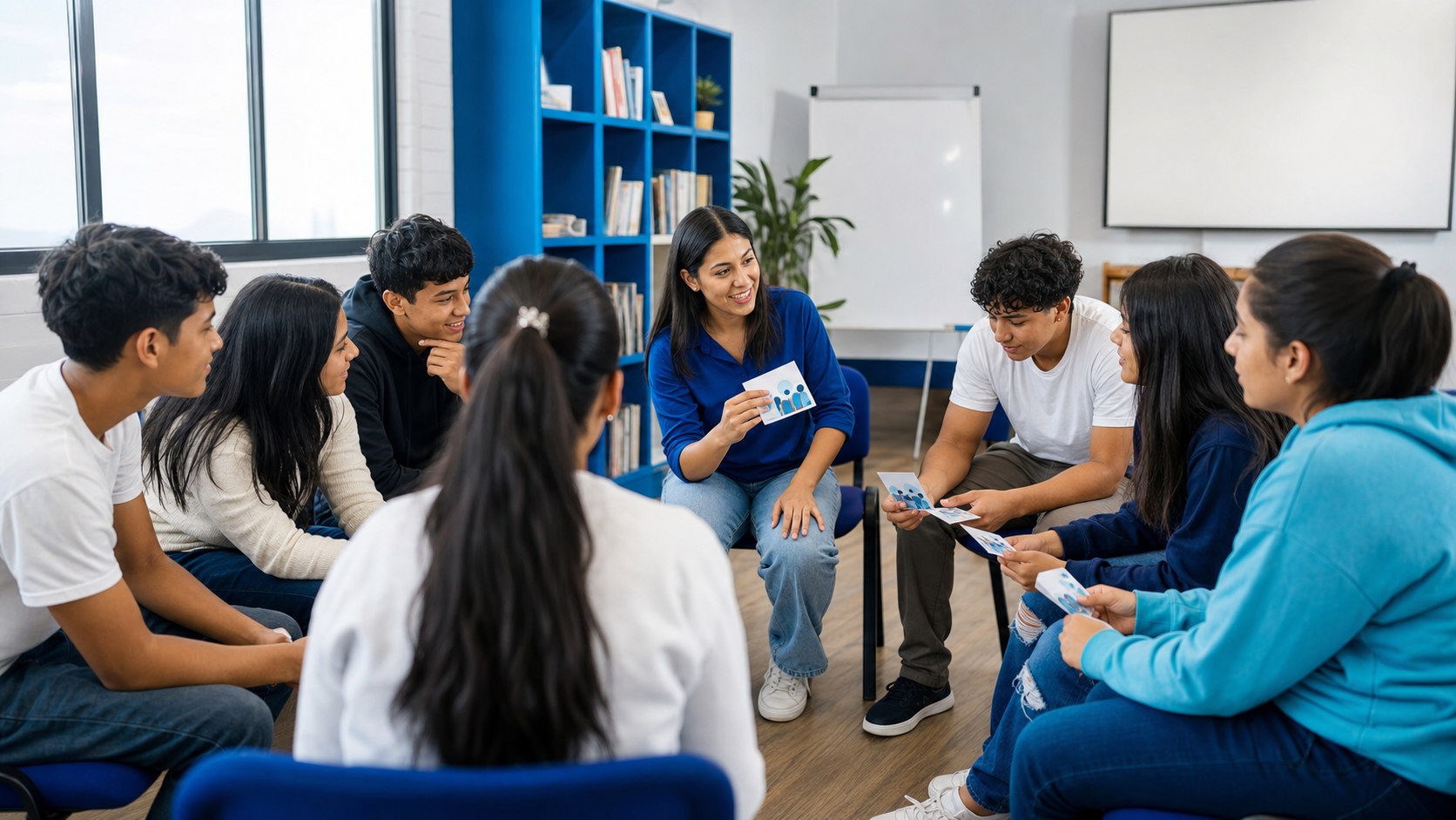 Jóvenes participando en el taller Decisiones que te cuidan sobre prevención, autocuidado y espiritualidad